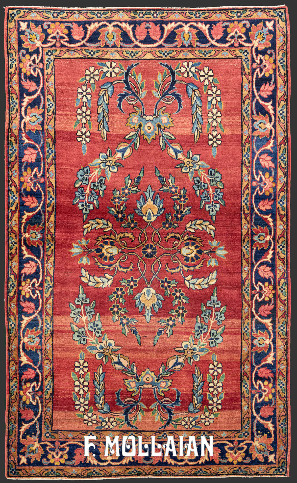 Antique Persian Kerman Floral Red Field Rug n°:38586882